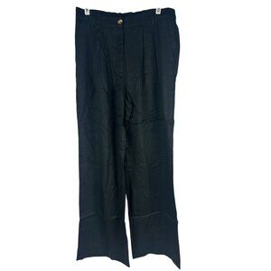 The Drop Amalia Women’s Black Wide Leg Trousers Size M Pleated Elastic Waist